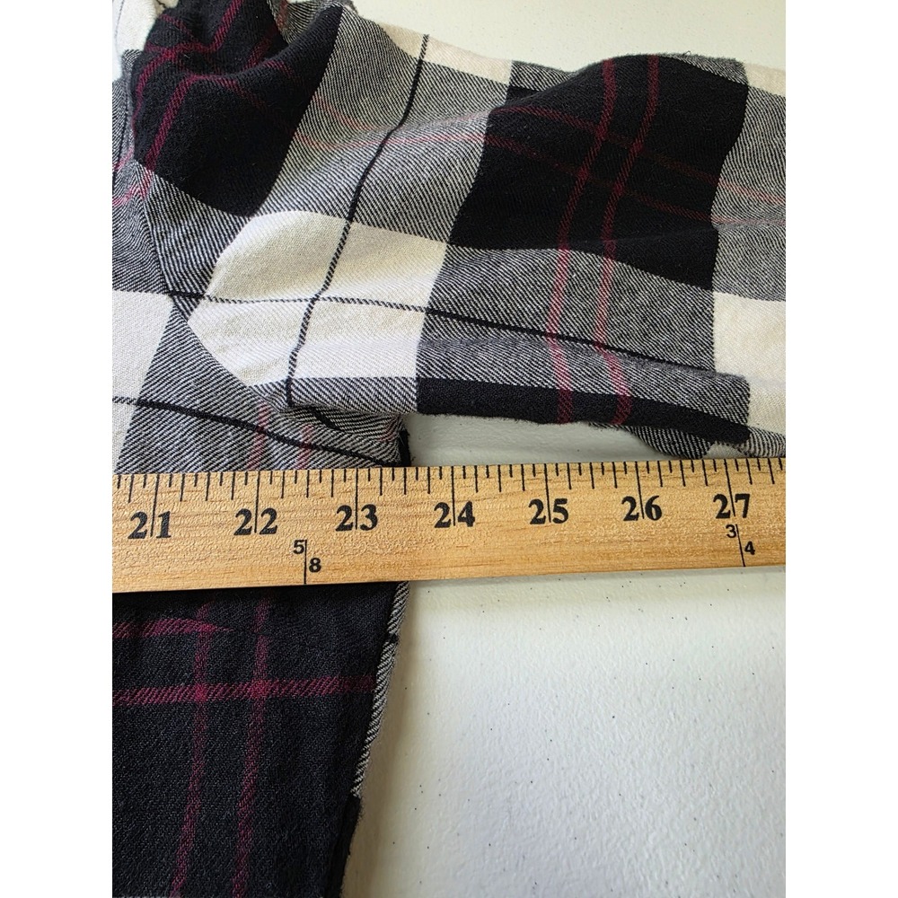 Dickies Womens XL Black White Red Plaid Cotton Flannel Button Up Shirt LS - Picture 4 of 10
